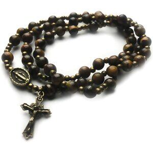 Tiger Eye Stone Catholic Rosary Bracelet for Women - Religious Gift